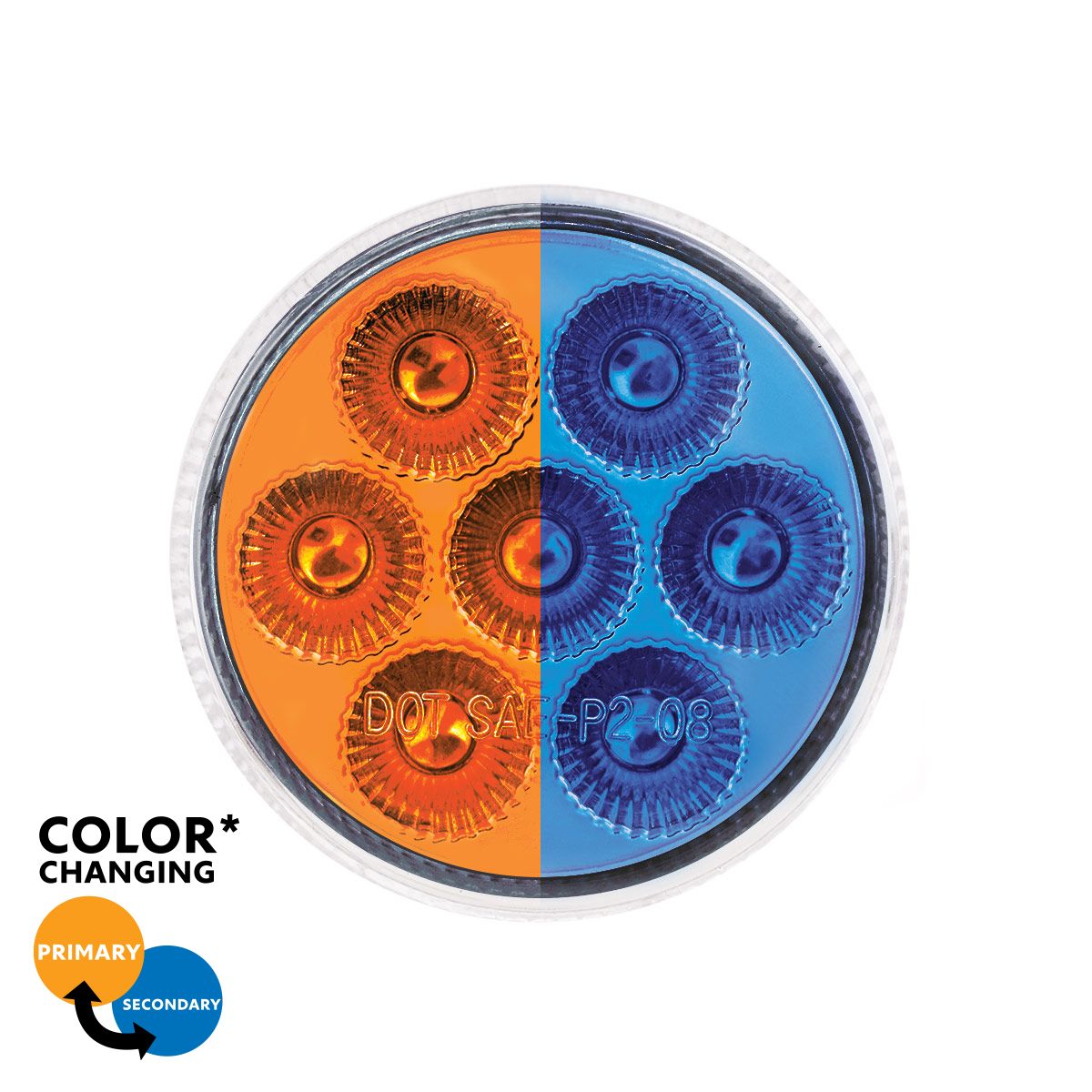 Double Fury 2" Round 7 LED Light Clearance/ Marker. (Multiple Colors)