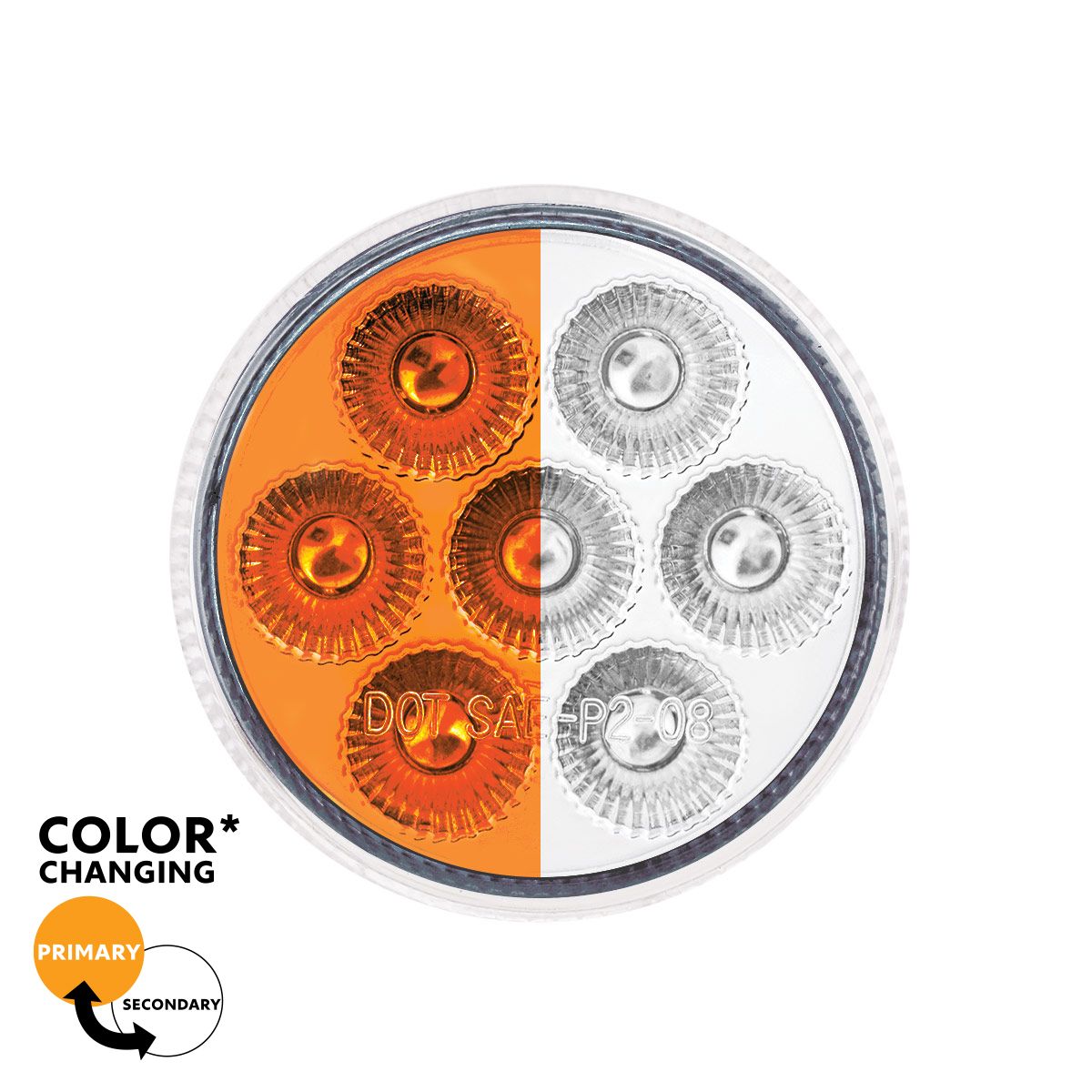 Double Fury 2" Round 7 LED Light Clearance/ Marker. (Multiple Colors)