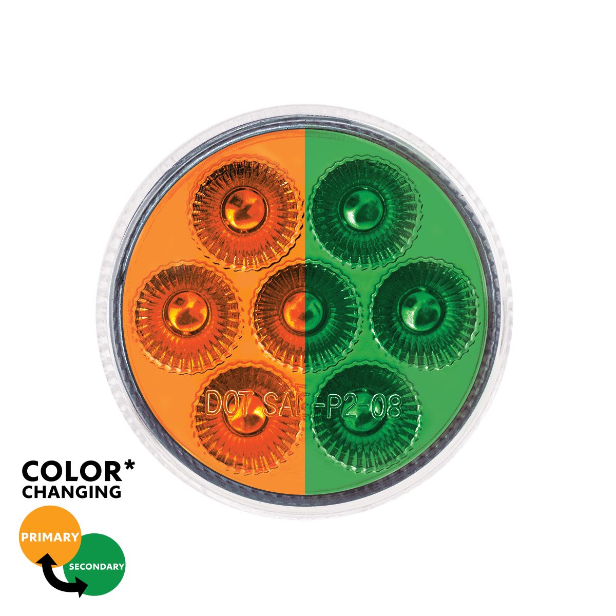 Double Fury 2" Round 7 LED Light Clearance/ Marker. (Multiple Colors)