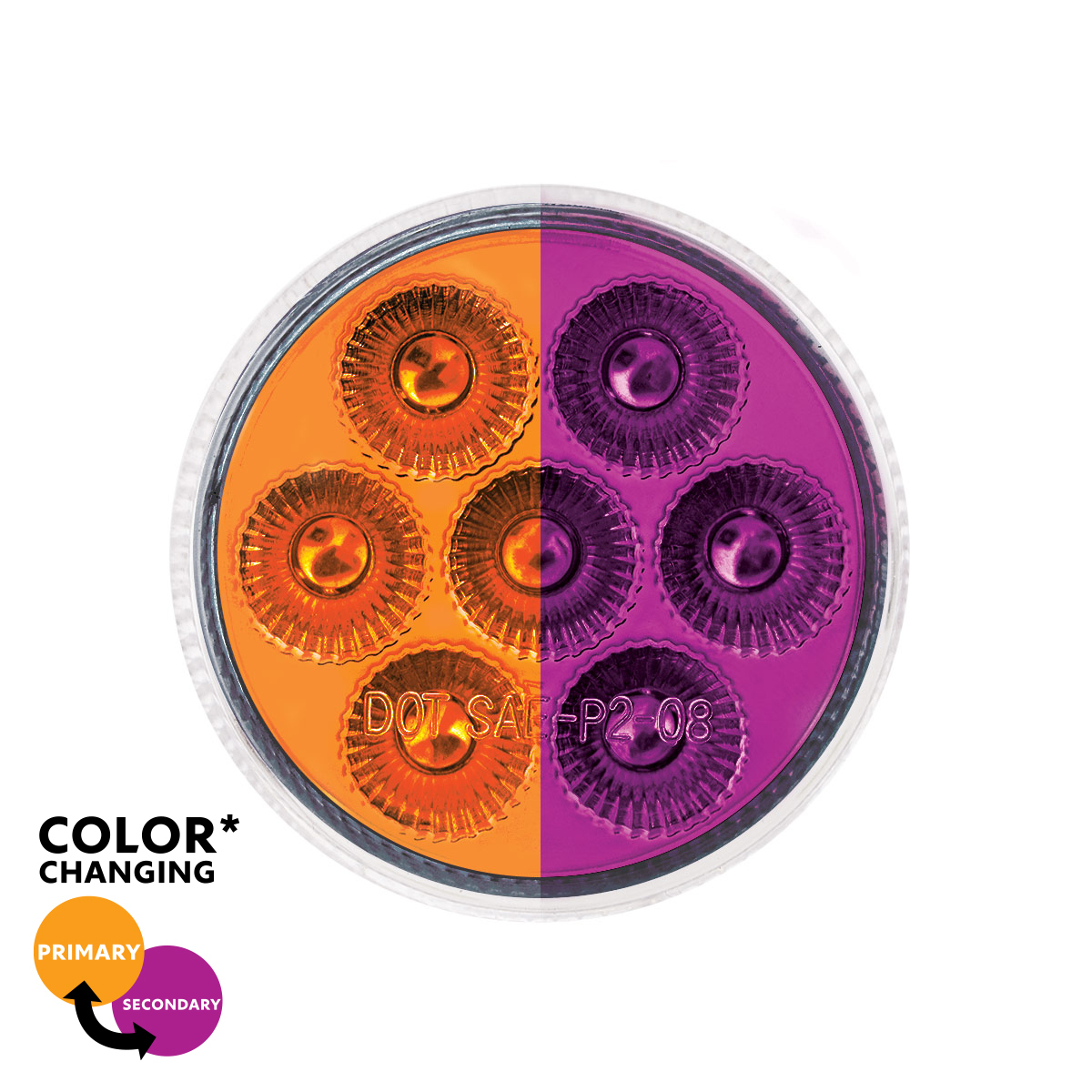 Double Fury 2" Round 7 LED Light Clearance/ Marker. (Multiple Colors)