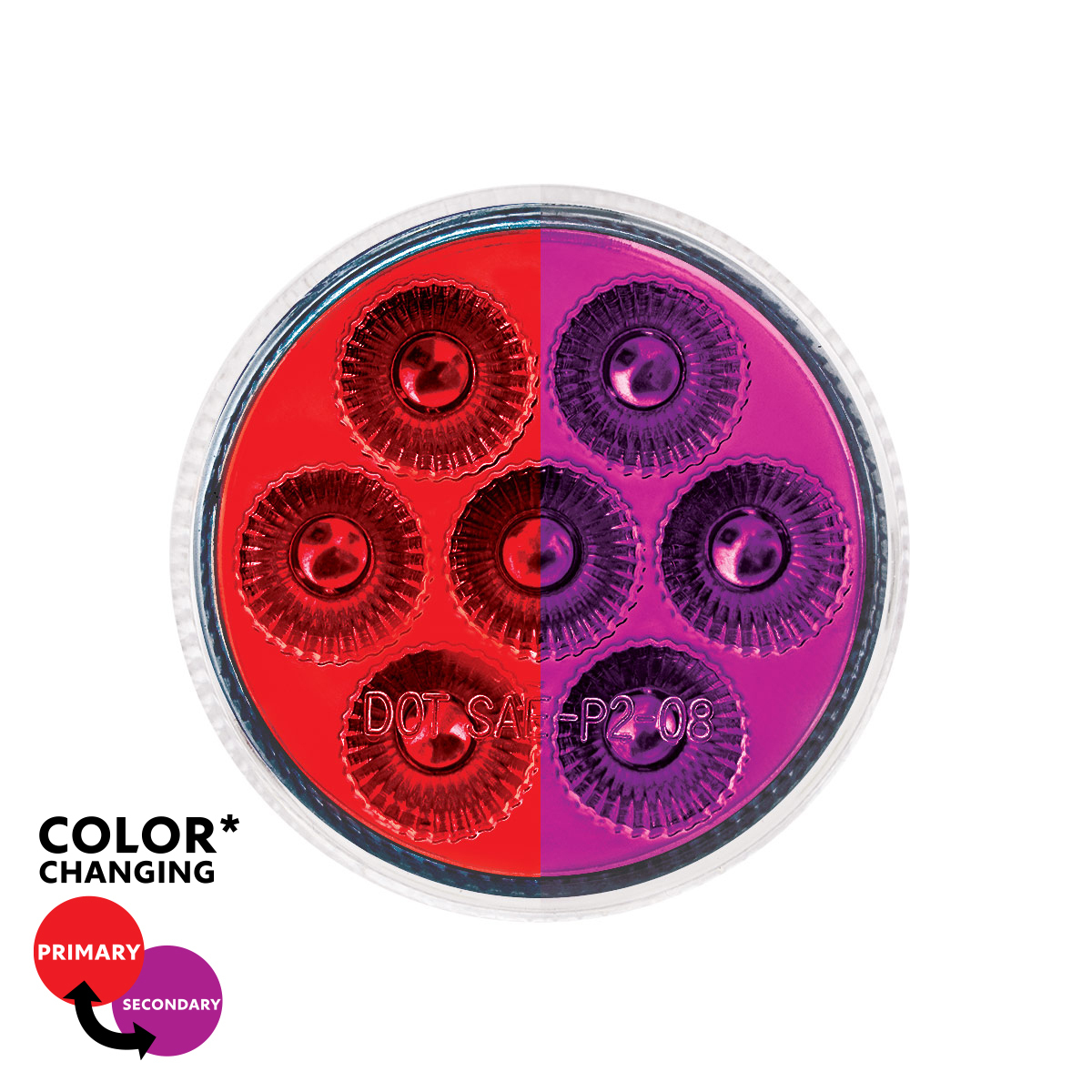 Double Fury 2" Round 7 LED Light Clearance/ Marker. (Multiple Colors)